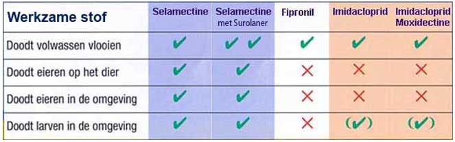 Het vlooienmiddel met selamectine is het meest effectieve vlooienmiddel en werkt tegen de volwassen vlo, eitjes en larven